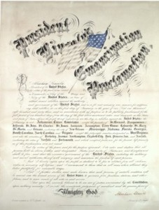 GLC 742 (reduced 50%). Abraham Lincoln. Document signed: Emancipation Proclamation, 1 January 1863. (The Gilder Lehrman Collection, courtesy of The Gilder Lehrman Institute of American History. Not to be reproduced without written permission)